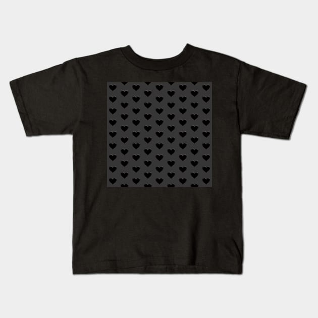 Black Heart Emoji Pattern Kids T-Shirt by williamcuccio